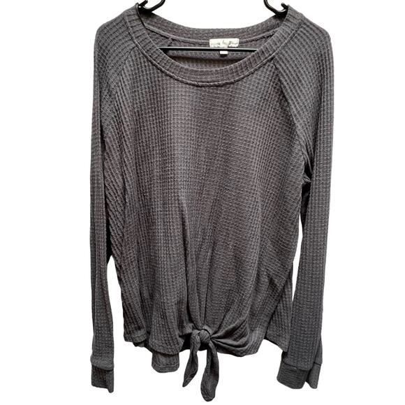 Nine Britton Gray Waffle Weave Top Size 1X - Picture 1 of 5